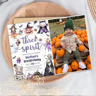 Invitation Trois Esprit Halloween Fantôme 3ème anniversaire P