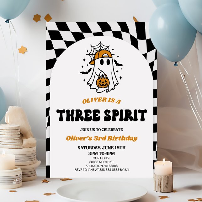 Invitation Trois Esprits Halloween Rétro 3ème Fête d'Annivers (Créateur téléchargé)