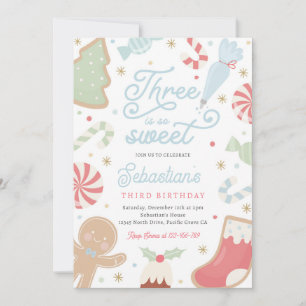 Invitation Trois est si doux Noël Cookie 3e anniversaire