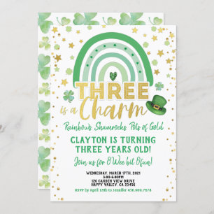 Invitation Trois est un charme 3e anniversaire St Patrick's D