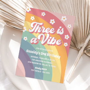 Invitation Trois est Vibe les années 70 Rainbow Daisy 3e anni