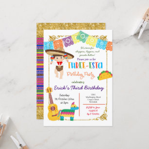 Invitation Trois esta Charro Boy Anniversaire Mexicain