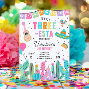 Invitation Trois Esta Mexicaine Fiesta 3e fête d'anniversaire