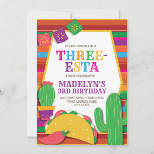 Invitation Trois Esta Mexicaine Fiesta Taco Troisième Anniver