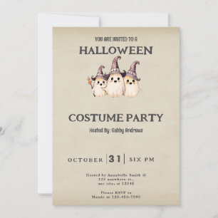 Invitation Trois fantômes Chapeau de sorcière Costume Hallowe