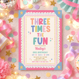 Invitation Trois fois plus de plaisir Anniversaire 3 ans fill