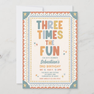 Invitation Trois fois plus de plaisir Anniversaire fantaisist