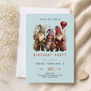 Invitation Trois Gnomes Fantaisistes pour un 3ème Anniversair