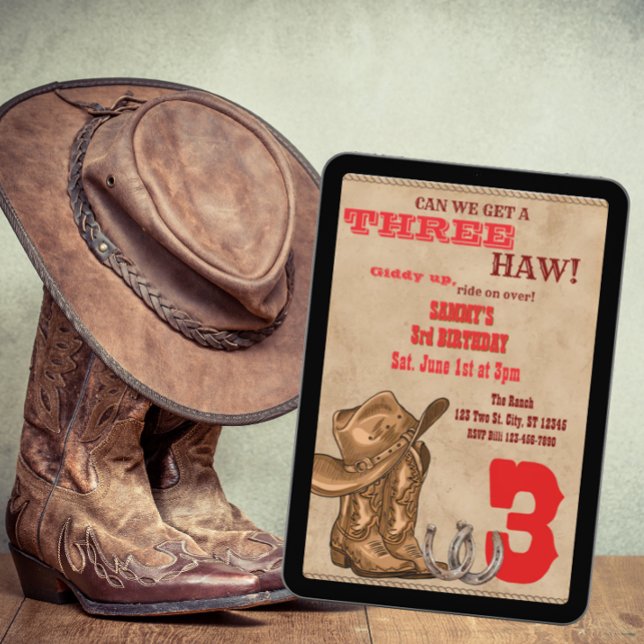 Invitation Trois Haw, Western 3e anniversaire (Créateur téléchargé)