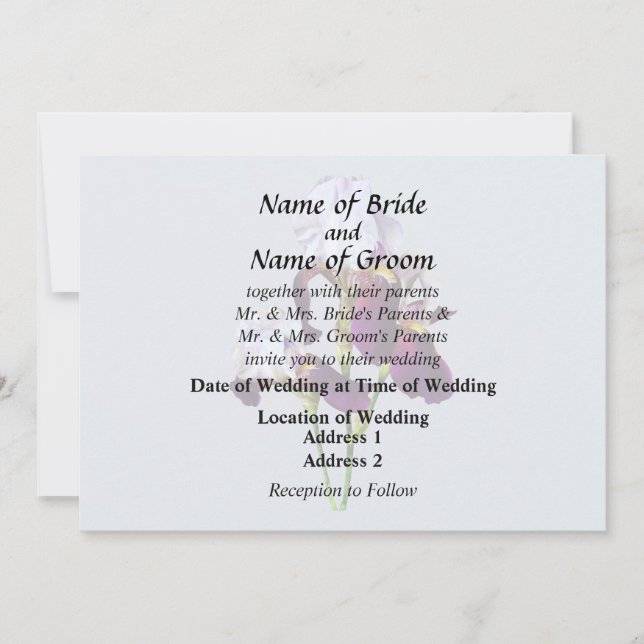 Invitation Trois Iris dans des nuances de magenta (Devant)