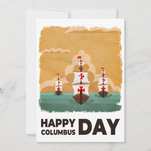 Invitation Trois navires Joyeux Columbus Day