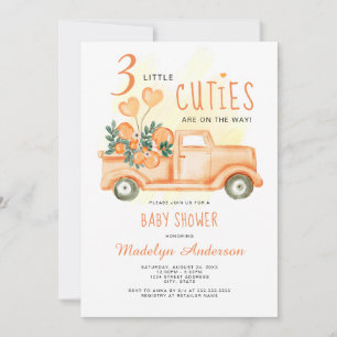 Invitation Trois Petites Cutes Triplets Baby shower