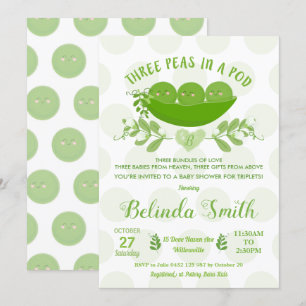 Invitation Trois petits pois dans un morceau triplé Baby show