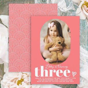 Invitation Trois photos minimes modernes 3e anniversaire