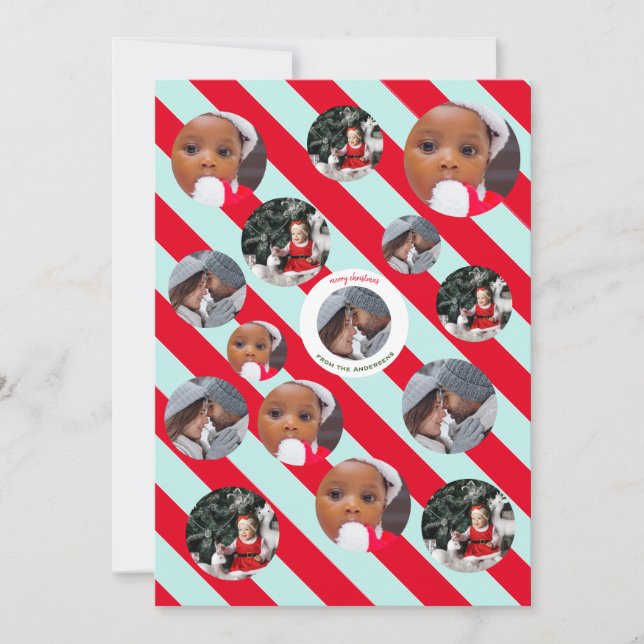 Invitation Trois photos personnalisées Bleu Bleu Fab Noël (Devant)