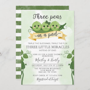 Invitation Trois pois dans un Baby shower de pois Triplet d'i