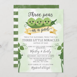 Invitation Trois pois dans un Baby shower de pois Triplet d'i