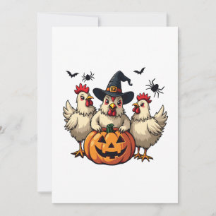Invitation Trois poulets d'Halloween effrayants Ferme de sorc