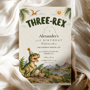 Invitation Trois Rex Anniversaire Aventure Préhistorique