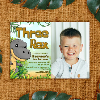 Invitation Trois Rex Boy 3e anniversaire avec photo