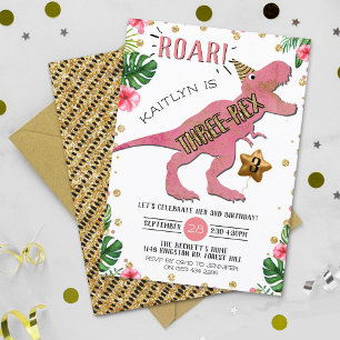 Invitation Trois Rex Dinosaur 3e anniversaire