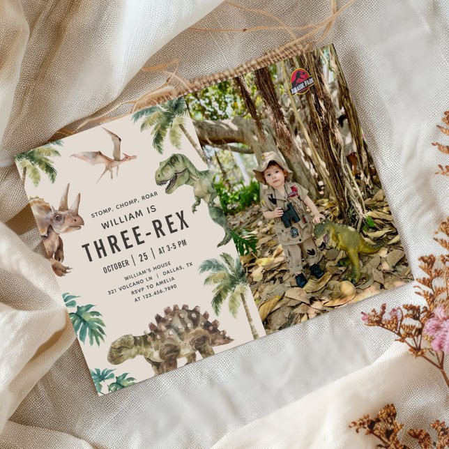 Invitation Trois Rex Dinosaur 3ème anniversaire de fête Photo (Créateur téléchargé)