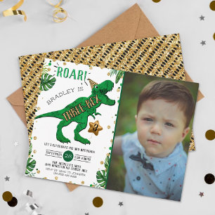 Invitation Trois Rex Dinosaur 3ème anniversaire Photo