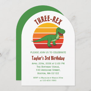 Invitation Trois Rex Dinosaur Amusants Genre Neutre 3e Annive