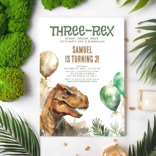 Invitation Trois Rex - Tyronasaurus Dinosaur Boy Anniversaire