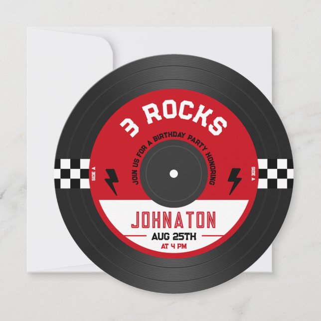 Invitation Trois roches Vinyl Record Rock n Roll 3e anniversa (Devant)