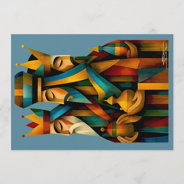 Invitation Trois Sages Hommes Art de Nativité Abstrait (Devant)