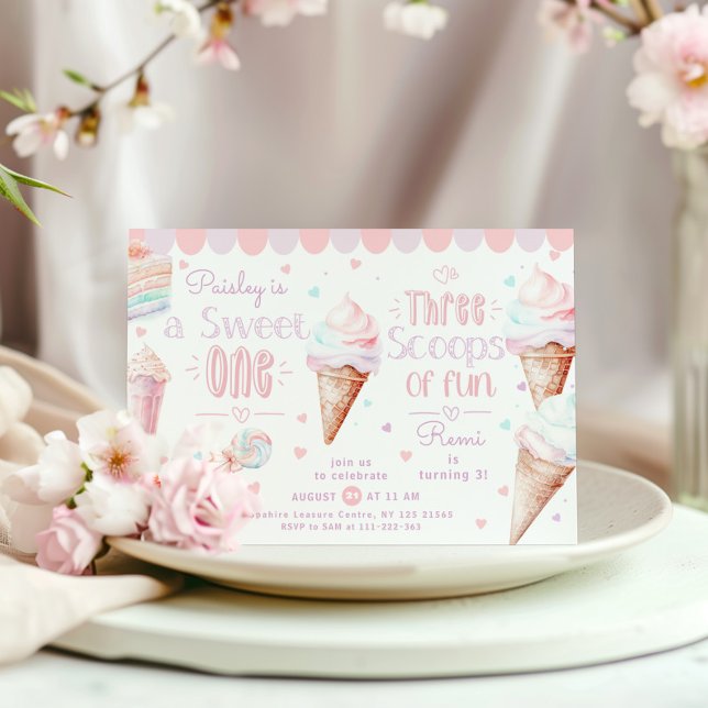 Invitation  Trois Schoops de fun Anniversaire commun de Sweet (Créateur téléchargé)