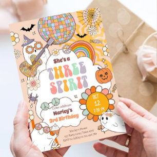 Invitation Trois Spirit Retro Halloween Party Troisième anniv