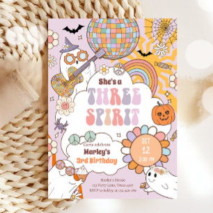 Invitation Trois Spirit Retro Halloween Party Troisième anniv