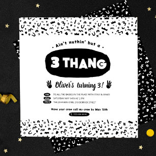 Invitation Trois thang, 90s Hip hop Anniversaire Fête Invitat