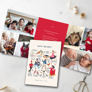 Invitation Trois Volets 12 jours Noël Classique Rouge Vacances photo