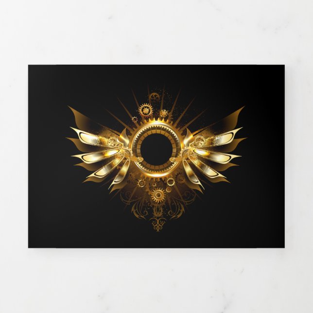 Invitation Trois Volets Ailes steampunk (Page de couverture)