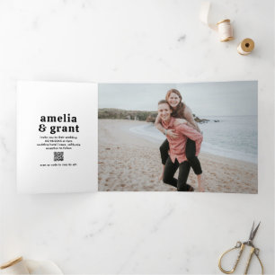 Invitation Trois Volets Amelia Black White Mariage moderne