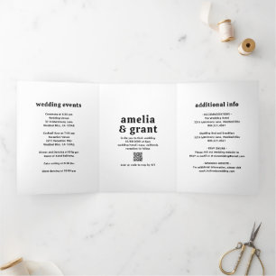 Invitation Trois Volets Amelia Black White Mariage moderne