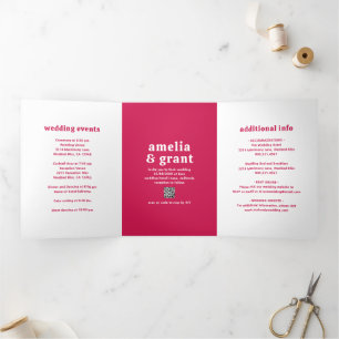 Invitation Trois Volets Amelia Magenta Mariage moderne