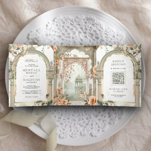 Invitation Trois Volets Ancient Mughal Palace All in One Muslim Wedding