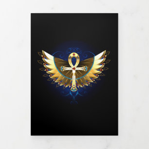 Invitation Trois Volets Ankh or avec ailes
