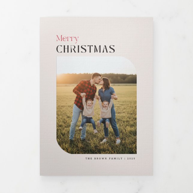 Invitation Trois Volets Arch Frame Family Multi Photo Merry Christmas (Page de couverture)