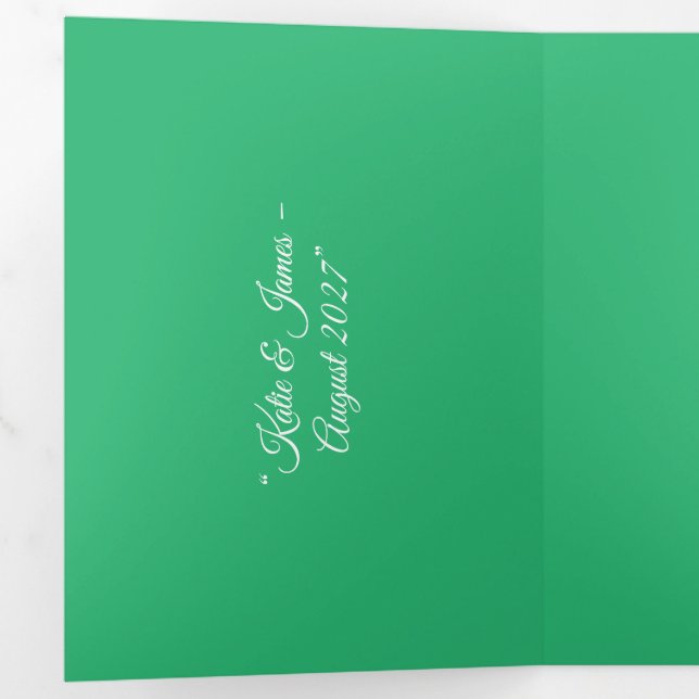 Invitation Trois Volets Arrière - plan vert à la menthe plate - Design Mar (Intérieur en premier)