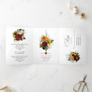 Invitation Trois Volets Automne Rustique - Automne Mariage Floral