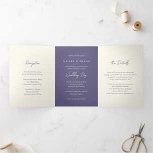 Invitation Trois Volets Bailee Dusty Purple Mariage moderne