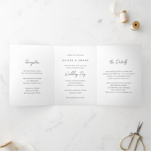 Invitation Trois Volets Bailee White Mariage moderne