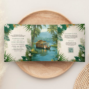 Invitation Trois Volets Bateau-maison des eaux intérieures du Kerala Maria