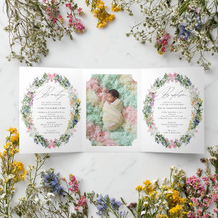 Invitation Trois Volets Bilingue espagnol anglais Baptism Bautizo