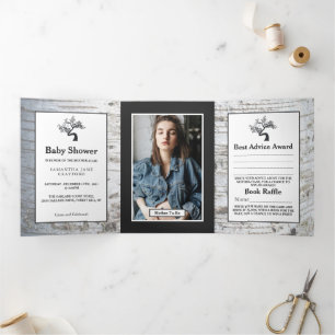 Invitation Trois Volets Birch Tree, Suite Baby shower